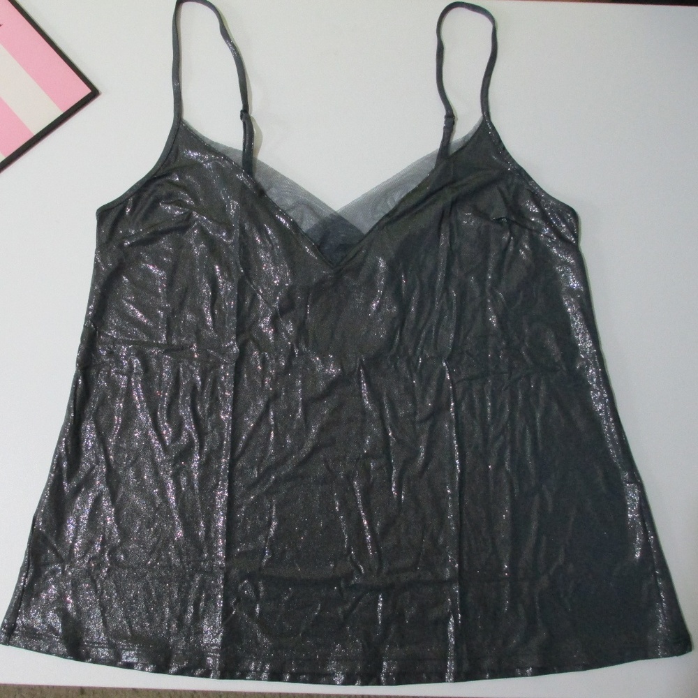 VICTORIA'S SECRET Supersoft Cami Top Black Foil VS NWOT